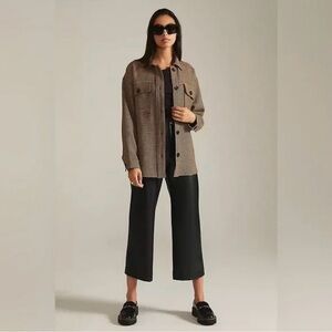 Anthropologie Brown Houndstooth Utility Jacket shacket